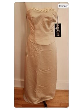 1990's Beige Satin Tutto Bene Two Piece Prom Dress